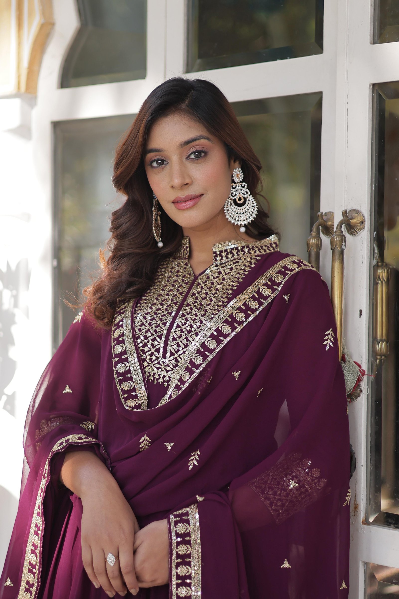 Blooming Georgette With Attractive lace and embroidered work gown with Dupatta